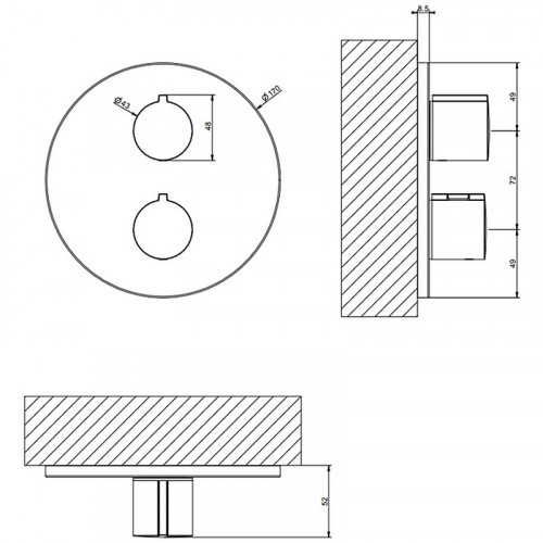 Смеситель для душа Gessi Emporio Via tortona 38777#299 с термостатом Черный матовый