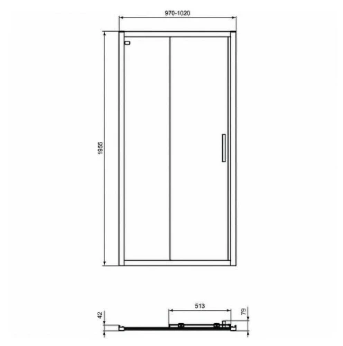 Душевая дверь Ideal Standard Connect 2 100 K9273V3 профиль Черный стекло прозрачное