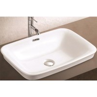 Раковина CeramaLux 58 78444 Белая фаянс полувстраиваемая