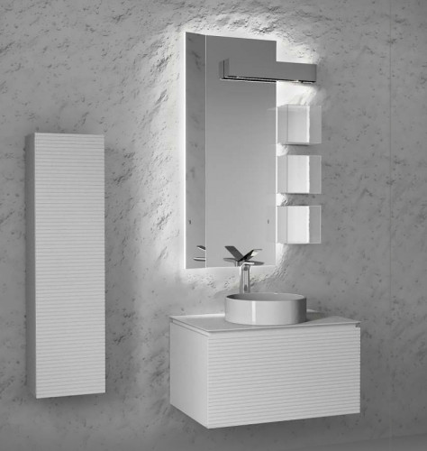 Шкаф пенал Jorno Stone 33 Stn.04.120/P/W/JR подвесной Белый МДФ / ЛДСП