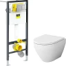Унитаз с инсталляцией AM.PM Spirit FlashClean C701700WH+C707857WH + Viega Prevista Dry 8524.14 792596 с сиденьем Микролифт и клавишей смыва Хром