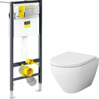 Унитаз с инсталляцией AM.PM Spirit FlashClean C701700WH+C707857WH + Viega Prevista Dry 8524.14 792596 с сиденьем Микролифт и клавишей смыва Хром