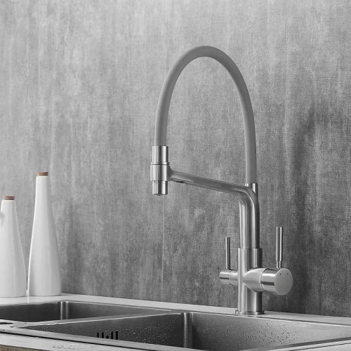 Смеситель для кухни Rose R658L цвет Сатин Серый