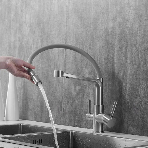 Смеситель для кухни Rose R658L цвет Сатин Серый