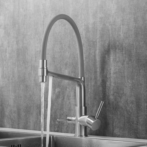 Смеситель для кухни Rose R658L цвет Сатин Серый