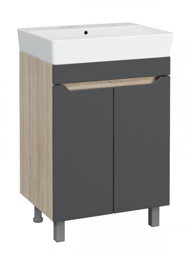 Тумба под раковину DIWO Архангельск 60 1108018 цвет Дуб сонома, Антрацит