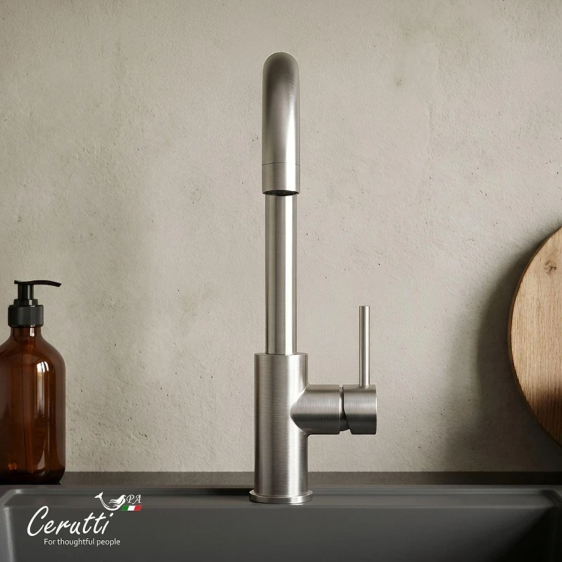 Cмеситель для кухни Ceruttispa Дуилио (Duilio) BN CT10102 12102 цвет Никель матовый