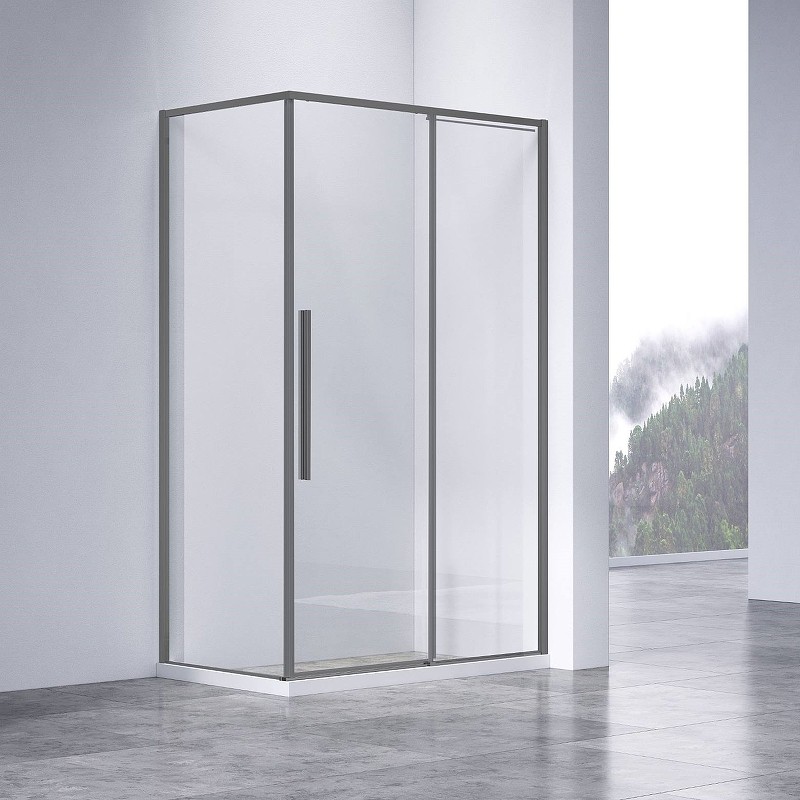 Душевой уголок Vincea Slim-N 120x90 VSR-4SN9012CLGM профиль Вороненая сталь стекло прозрачное