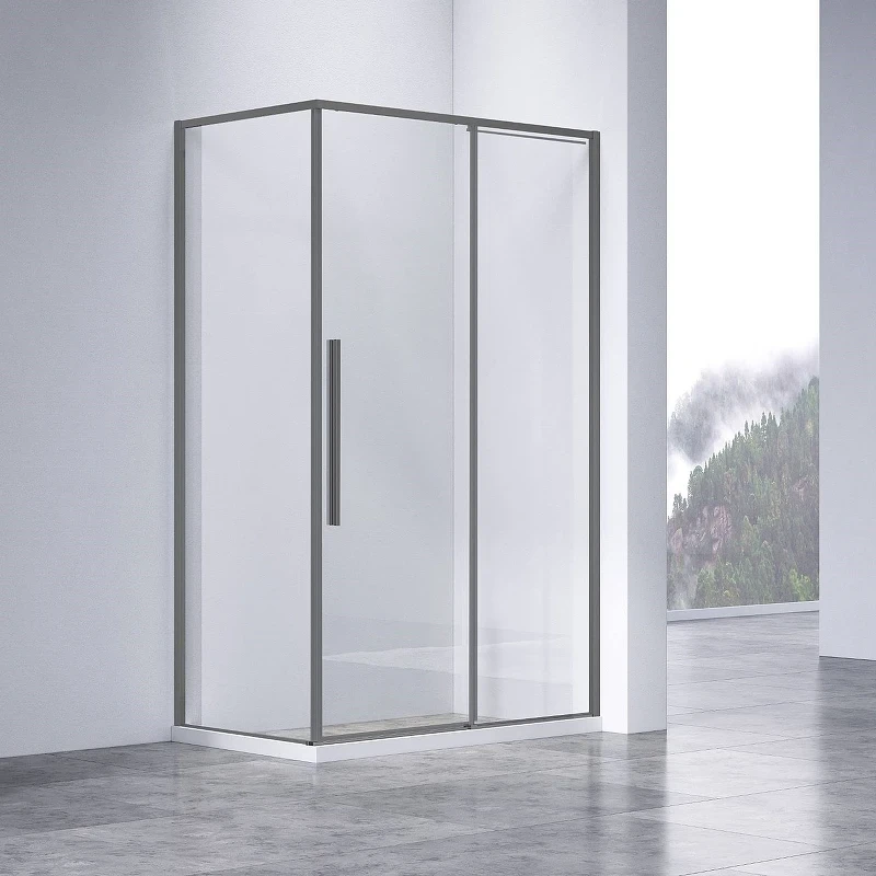 Душевой уголок Vincea Slim-N 120x90 VSR-4SN9012CLGM профиль Вороненая сталь стекло прозрачное