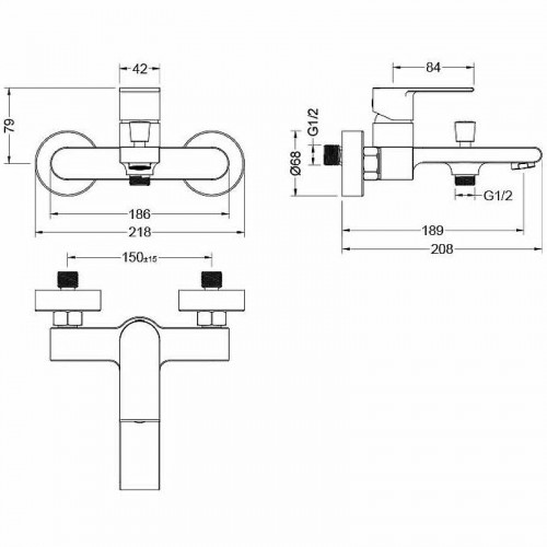 Смеситель для ванны Aquatek Лира AQ1440CR Хром латунь на стену