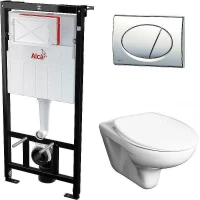 Унитаз с инсталляцией Roca Mateo 346200000+ZRU9302815 + Alcaplast Sadromodul AM101/1120-3:1 RU M71-0001 с сиденьем и клавишей смыва Хром