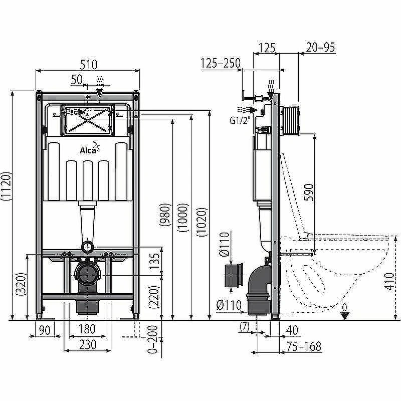 Унитаз с инсталляцией Roca Mateo 346200000+ZRU9302815 + Alcaplast Sadromodul AM101/1120-3:1 RU M71-0001 с сиденьем и клавишей смыва Хром
