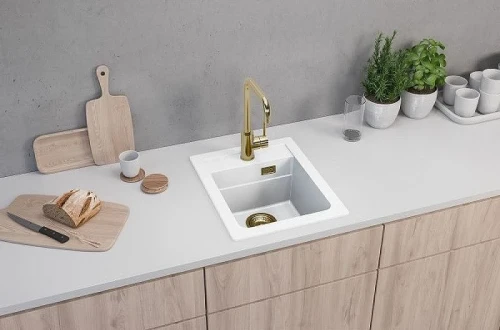 Кухонная мойка Alveus Granital Atrox 10 Arctic G11 400x500 1139079 Белая искусственный камень (литьевой мрамор) встраиваемая сверху, встраиваемая снизу