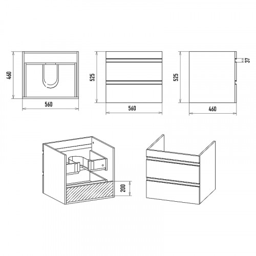 Тумба с раковиной Misty Ингрид 60 УТ000015040 подвесная Белая