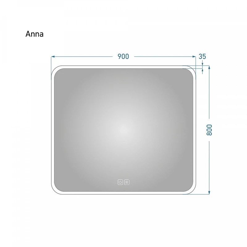 Зеркало Alavann Anna 90 ALV0020016 с подсветкой цвет Белый с сенсорным выключателем и подогревом