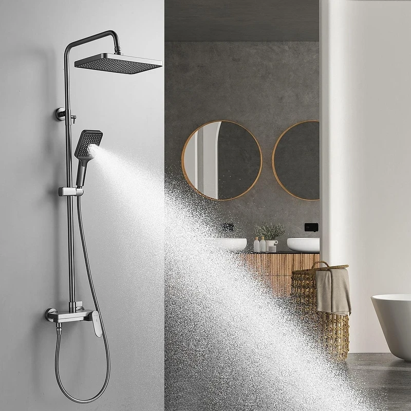 Душевая система Shevanik S4536T цвет Оружейная сталь