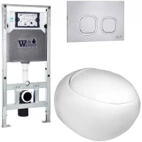 Комплект унитаза с инсталляцией WeltWasser AMBERG 506 ST + JECKENBACH 004 GL-WT + AMBERG RD-MT CR 10000006889 цвет Белый глянцевый с сиденьем Микролифт и клавишей смыва цвет Хром матовый