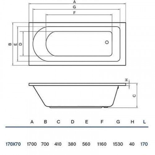 Акриловая ванна Koller Pool Dakota 170x70 без гидромассажа