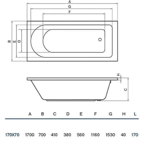 Акриловая ванна Koller Pool Dakota 170x70 без гидромассажа
