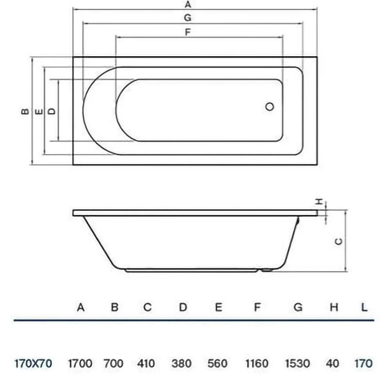 Акриловая ванна Koller Pool Dakota 170x70 без гидромассажа
