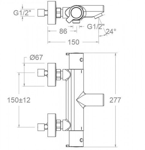Смеситель для ванны Ramonsoler Blautherm 943801S с термостатом Хром