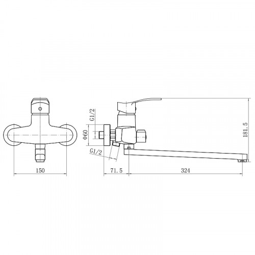 Смеситель для ванны Plstart PD22001 универсальный цвет Хром