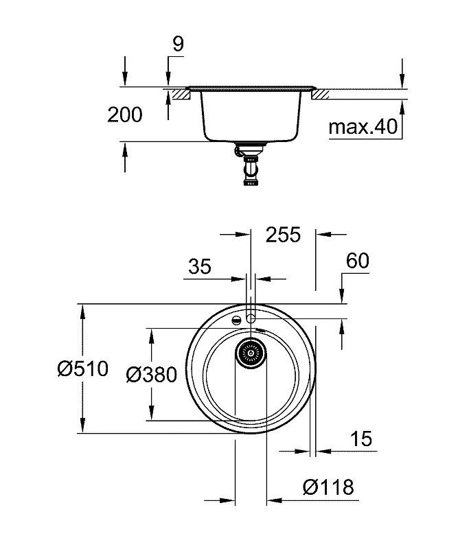 Кухонная мойка Grohe K200 51 31656AT0 Серый гранит искусственный камень (литьевой мрамор) встраиваемый
