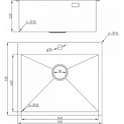 Кухонная мойка Milacio Denia 59 MC.77498 Золото нержавеющая сталь встраиваемый