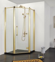 Душевой уголок Azario Ontario 100х100 R AZ-NBB3231 1000 GOLD профиль Золото стекло прозрачное