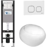Комплект унитаза с инсталляцией WeltWasser AMBERG 350 + JECKENBACH 004 GL-WT + AMBERG RD-WT 10000012347 цвет Белый глянцевый с сиденьем Микролифт и клавишей смыва цвет Белый