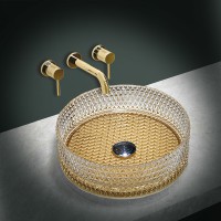 Раковина-чаша Vincea 40 VBS-5GL04 Прозрачная Золото стекло накладная