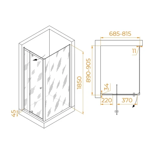 Душевой уголок RGW Passage 70x90 41084479-014 профиль цвет Черный стекло прозрачное