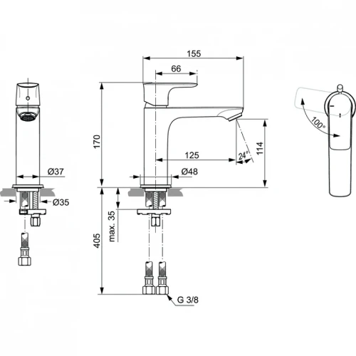Смеситель для раковины Ideal Standard Connect Air A7016AA цвет Хром