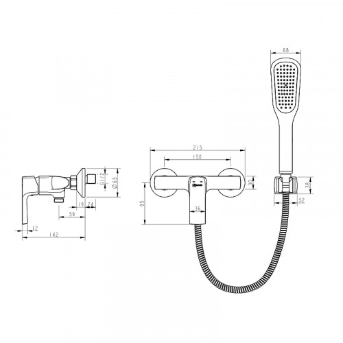 Смеситель для душа Lemark Ursus LM7203BL Черный матовый латунь на стену