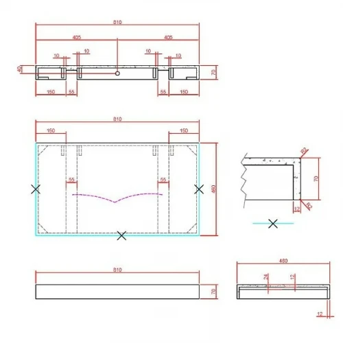 Столешница под раковину Boheme Armadi Art Flat 80 869-080-CLCT Белый мрамор искусственный камень (литьевой мрамор)
