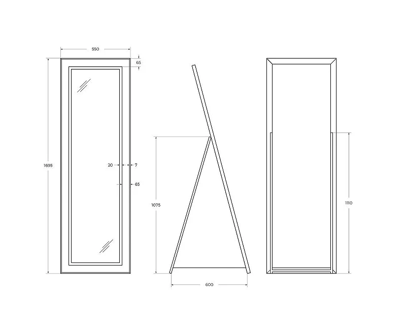 Зеркало BelBagno Kraft 55 SPC-KRAFT-555-1700-TCH-PIA-NERO с подсветкой цвет Черный с сенсорным выключателем
