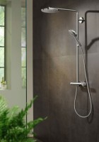Душевая система Hansgrohe Raindance Select S Showerpipe 27633670 с термостатом Черная матовая латунь на стену