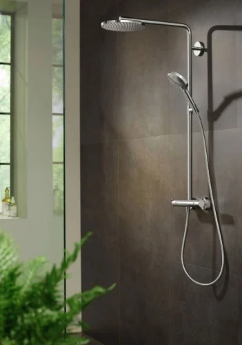 Душевая система Hansgrohe Raindance Select S Showerpipe 27633670 с термостатом Черная матовая латунь на стену