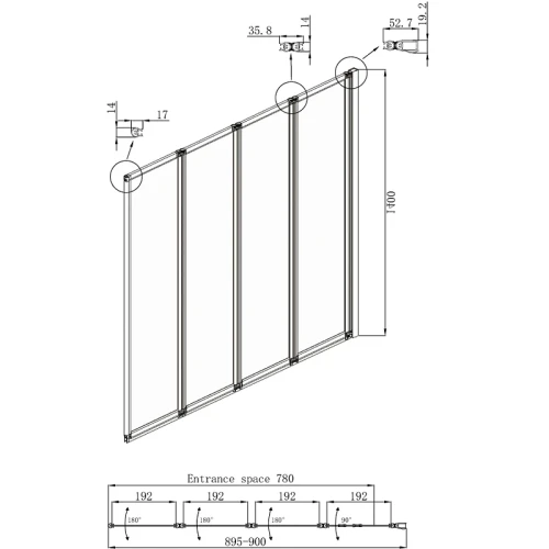Шторка на ванну Ambassador Bath Screens 90х140 16041110R профиль Хром стекло CrystalPure