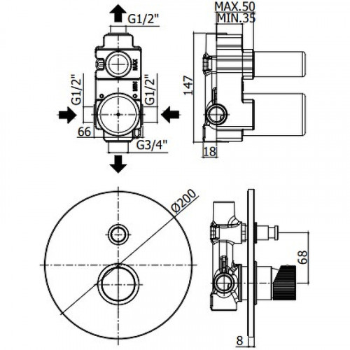 Смеситель для душа Paffoni Jo JO015CR Хром латунь встраиваемый