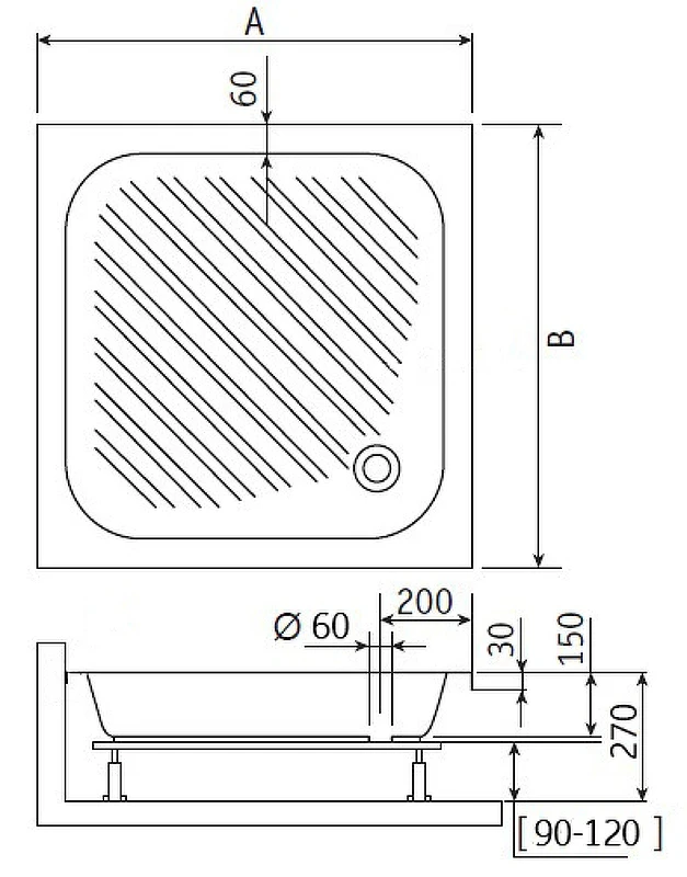 Акриловый поддон для душа RGW Acrylic B/CL-S 90x90 16180199-51 Белый