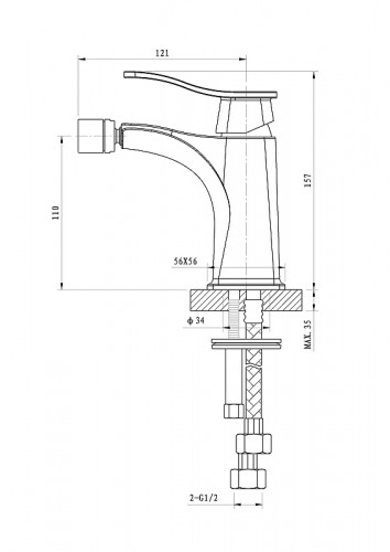 Смеситель для биде Wonzon & Woghand Navia WW-185001-CR цвет Хром