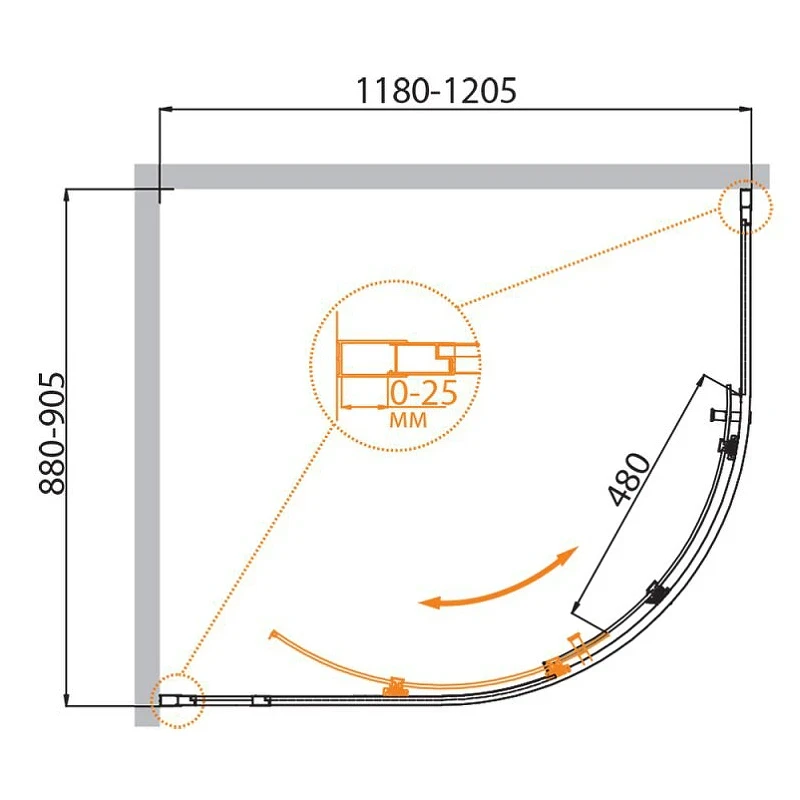 Душевой уголок Cezares Molveno 120x90 MOLVENO-RH-1-120/90-C-Cr-IV профиль Хром стекло прозрачное