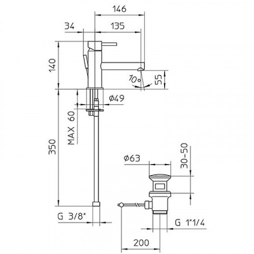 Смеситель для раковины Bossini Oki Z005301.021 Золото латунь