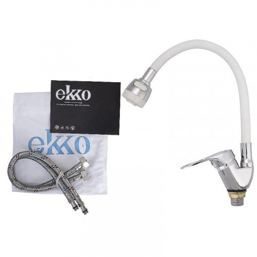 Смеситель для кухни Ekko E4105+E55 Хром Белый