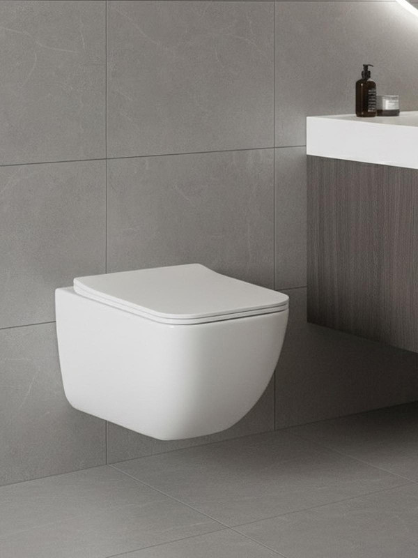 Унитаз с инсталляцией Bond Куб FI16-10+APB144 цвет Белый с сиденьем Микролифт и клавишей смыва цвет Черный матовый
