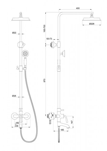 Душевая система Wonzon &amp; Woghand Steam WW-88739008-MB цвет Черный матовый