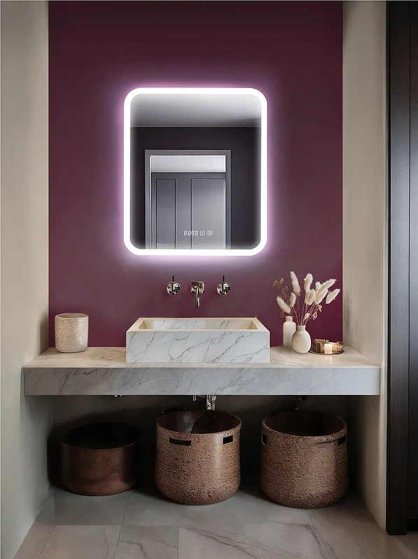 Зеркало Silver Mirrors Стив-3 60 LED-00002843 с подсветкой с сенсорным выключателем с часами и подогревом стекло