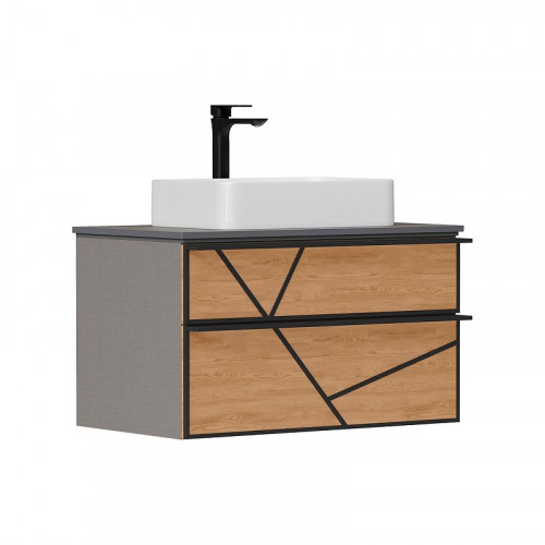Тумба под раковину Equil Ferro 100 tpFERRO80.2Y-11 подвесная цвет Лен антрацит Дуб мадера