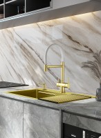 Смеситель для кухни Splenka S70.63.03 Золото матовое Белый латунь